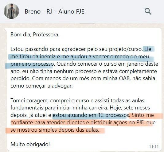 Depoimento de aluno PJE Autonomia