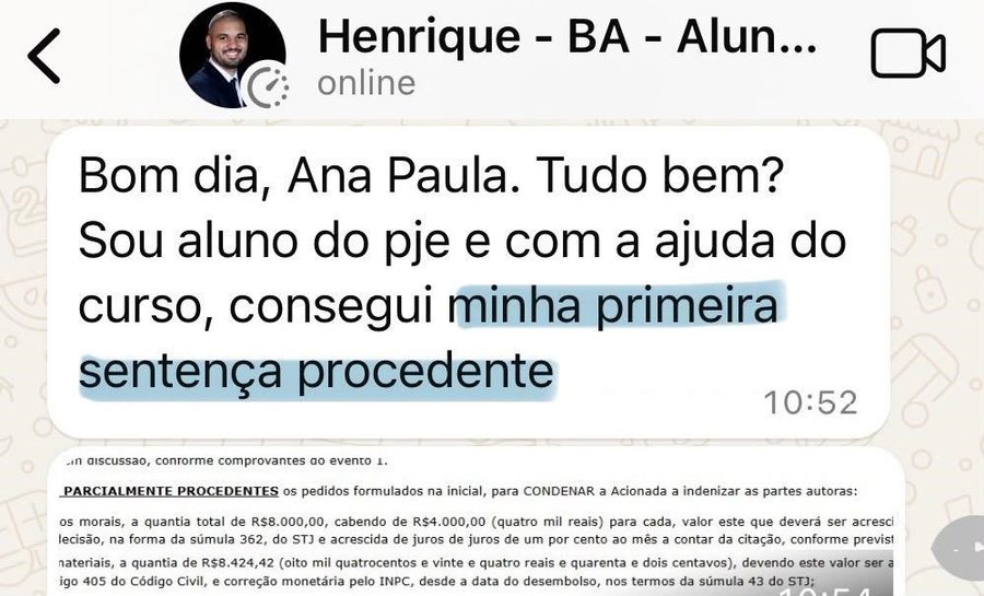 Depoimento de aluno PJE Autonomia